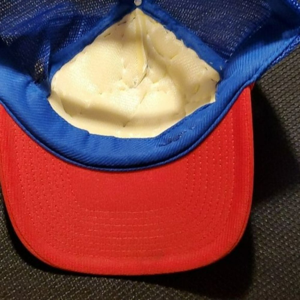 Trucker Hat, Custom , Patchwork Red/Blk Euc - image 6